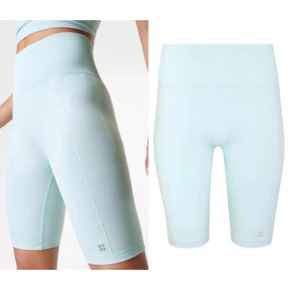 NWT Sweaty Betty London Athlete 9" Seamless Workout Short S‎ Tide Blue Gym